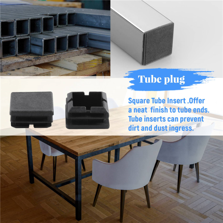 Square%20Table%20Chair%20Leg%20Tube%20Pipe%20Feet%20Insert%20Cap%2025mmx25mm%2020pcs%20Black%20-%20Image%203