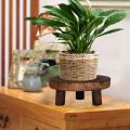 Mini Wooden Bench Stand, Plant Stand, Flower Pot Stand, Pot Stand, Support Indoor Natural Dark Brown M. 