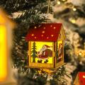 Christmas Tree Ornaments Miniature Led Wooden Christmas House Ornament Battery Powered Xmas Tree Decoration for Southeast Asian Buyers Diy Christmas Decorations. 