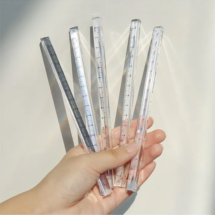 Panda Online 1PCS Transparent Triangle Ruler Cute 15cm Paint Drawing Measuring Ruler For Artists Designers Student Stationery