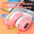 Anrushide 2025 New Wireless Headphone Flash Light Cute Cat Bluetooth with Mic 【2025 Version】 Control LED Stereo Music Helmet Phone Bluetooth Headset Gift. 