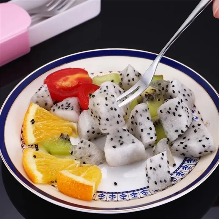 10Pcs%20Stainless%20Steel%20Fruit%20Fork%2013cm%20Two-tine%20Snack%20Cake%20Dessert%20Forks%20Tableware%20Restaurant%20Home%20Kitchen%20Accessory%20-%20Image%204