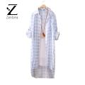 Zentora Three-quarter Sleeve Shirt Korean Style Plaid Print Long Shirt for Women Stylish Three Quarter Sleeve Top with Irregular Hem Sunscreen Protection Loose Fit Single-breasted Lapel Design Trendy Fashion. 