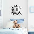 【WEJA】3D Broken Wall Football Stickers Home Decoration For Boy Baby Bedroom Decor Pvc Livingroom S-adhesive Wallpaper Wallart Mural. 