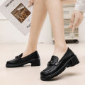 【FOOT SOFA】High Quality Soft Loafers Korean Trendy Leather Women Mary Jane Shoes Girls School Lolita Shoes College Round Toe Loafers for Women Flats. 