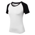 Women Workout T-shirt Raglan Short Sleeves Splicing O Neck Quick Dry Running Performance Exercise Gym Baselayer Sport Shirts Casual Tops. 