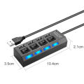 USB 2.0/3.0 Port Hub Extension Cable High Speed USB Adapter Plug Socket Hub Splitter with Individual Switch ON/OFF Data Transfer for Laptop Notebook Computer/1 M Data Line. 