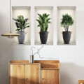 3 Sheets Green Plant Potted Plant Wall Sticker 3D False Window Wall Decals SEVICH. 