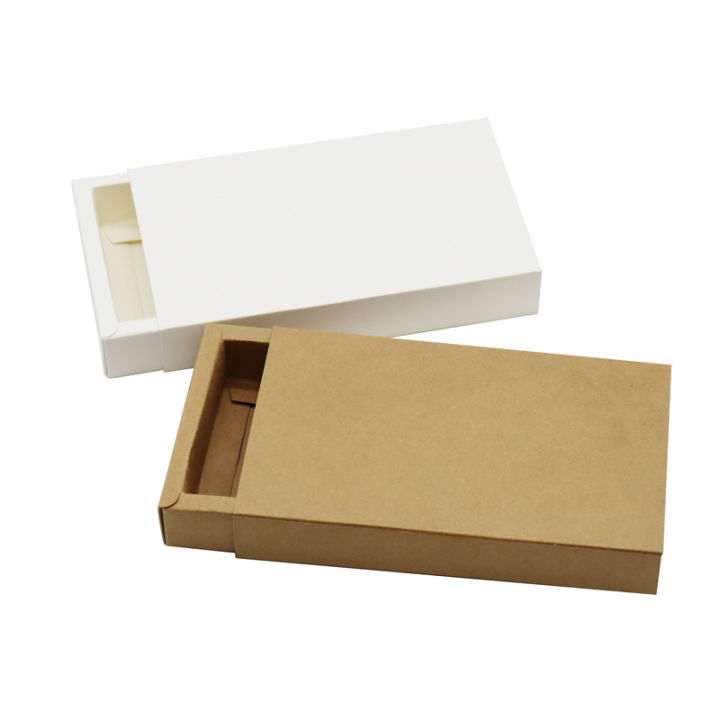 Paper Pull Box 24pcs/lot Blank Kraft Paper Pull-Out Packaging Box White Boxes Black ...
