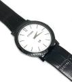 Men's  Slim White Dial Black Leather Watch. 