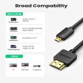 Micro HDMI to HDMI Cable (1.5M) High Speed Male to Male Micro HDMI 4K/60Hz 3D Effect For Camera Laptop Projector Display Projector Blackberry Playbook Tablet. 