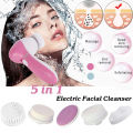 [ BEST SELLING ] 5 in 1 Electric Facial Cleanser Deep Clean Spa Waterproof Washing Machine Soft Brush Spin Face Lift Massage Skin Care Tool. 