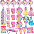 paper plates Disney Princess Theme Disposable Tableware Girl Birthday Party Decoration Paper Plates Cups Banner Kids Baby Shower Favors SetParty Tableware. 