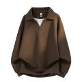 Men's Waffle Knit Polo Collar Sweatshirt Plus Size 6XL 7XL 8XL Heavyweight Polyester Blend Soft Breathable Anti-Pilling Casual Streetwear Pullover for All Seasons Black Coffee Apricot. 