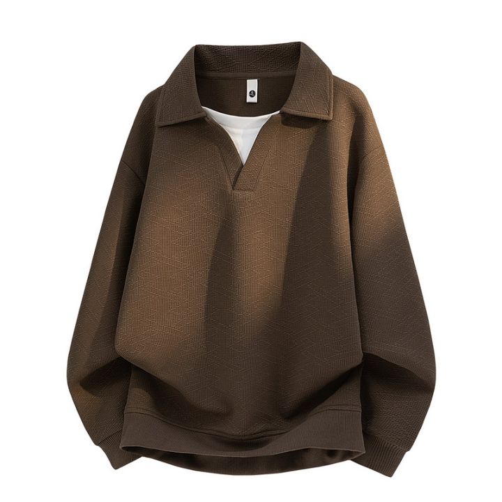 Men's%20Waffle%20Knit%20Polo%20Collar%20Sweatshirt%20Plus%20Size%206XL%207XL%208XL%20Heavyweight%20Polyester%20Blend%20Soft%20Breathable%20Anti-Pilling%20Casual%20Streetwear%20Pullover%20for%20All%20Seasons%20Black%20Coffee%20Apricot%20-%20Image%209