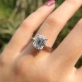 925 Sterling Silver 8 * 10mm 4-carat High Carbon Diamond Ring for Women's Sparkling Wedding Party Jewelry Gift. 