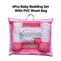 4 Pieces Cotton Baby Bedding Set/ 100%Cotton Baby Bedding Set 4Pc Feels Like Mother's Lap/ New Born Baby Super Soft 4 Pcs Bedding Set/ New Born Baby Bedding Set with Cushion and Pillow/ Cotton New Born Baby Bedding with 3 Pillow Set. 