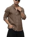 Men's Solid Linen Cotton Shirt | Casual | Plain | Full Sleeve | Summer-Regular Fit| Men Stylish Shirt | Everyday Formal Wear (FROM INDIA). 