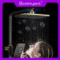 BROONPRE  Bathroom Shower Set, White Gold Thermostatic Shower System of 10 Inch Rainfall Shower Head Brass Bathtub Faucet Hot Cold Shower. 