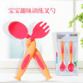 Baby Spoon Baby Eat Learning Training Twist Spoon and Fork Set Newborn Baby Child Tableware Solid Food Bowl Curved Spoon. 