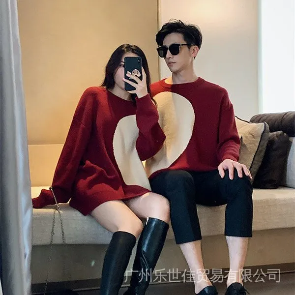 2024%20Autumn%20New%20Love%20Couple%20Wear%20Christmas%20Red%20Sweater%20Women's%20round%20Neck%20Soft%20and%20Glutinous%20Long%20Sleeve%20Sweater%20Top%20-%20Image%206