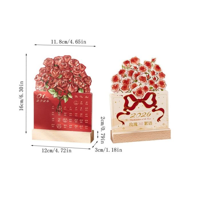 Portable%202026%20Desk%20Calendar%20Card%20Insert%20With%20Wooden%20Base%20Monthly%20Planner%20Rose%20Painting%20Mini%20Calendar%20Gifts%20-%20Image%202