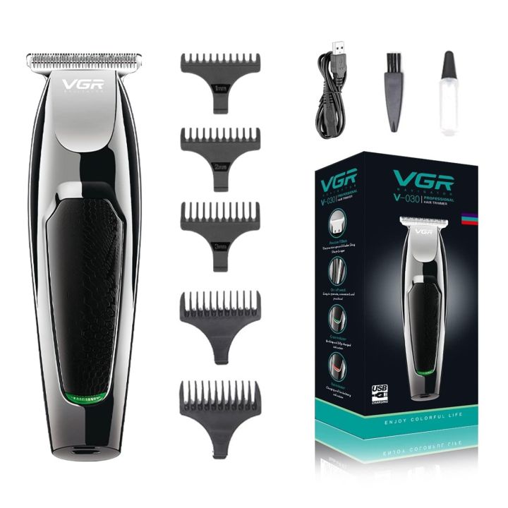 VGR V-030 Professional Hair Trimmer USB Rechargeable Hair Cutting Machine For Men Hair & Beard Trimmer / Clippers (Black)