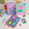Chinatera 11 inch Bag Korean Style Checkerboard Pattern Cute Bear wer Tablet Sleeve Pouch Women Girls Travel Portable Zipper Leather Laptop for Protective Cover iPad Case. 