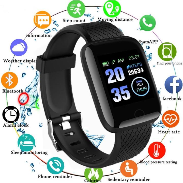 116 Plus Smart Watch - Heart Rate Monitor, Fitness Tracker for iOS and Android