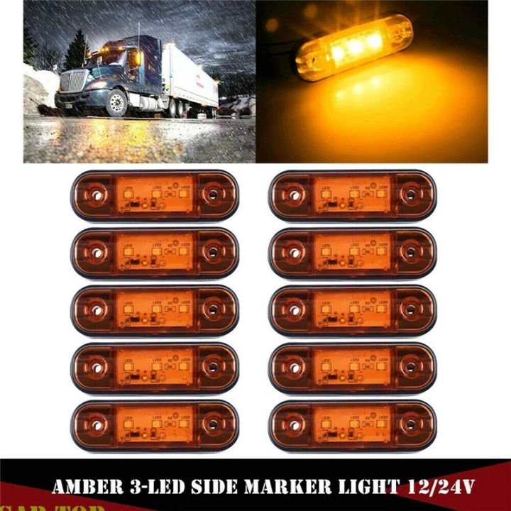 20 Luci Led Ambrate Laterali 12V/24V Per Camion, Rimorchio, Furgone – Universali, Stagne