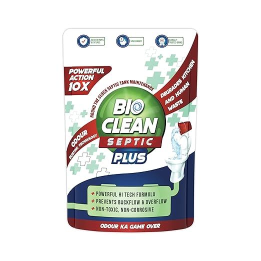 Organica Bioclean Septic Plus 10X Powerful Septic Tank Cleaner |Odour Removing Bacteria Powder | Degrades Food & Human Waste|Safe for all Pipes & Kitchen Drain Lines | Available in Pack of 1 (250 gm) FROM (INDIA) SAM