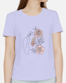 Minimal Print 100% Cotton Girls Women's Ladies T shirts Girls Cute Line Art Easthetic Minimalist Girl Floral Print T-shirt Top Casual Tshirt. 