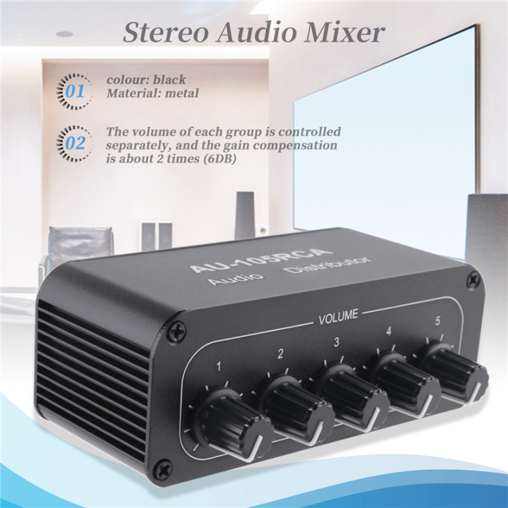 【Eco-friendly】 Stereo Audio Mixer 1 Input 5 Output Multi-Channel Audio ...