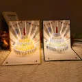 Birthday Surprise Musical and Light Musical Birthday Greeting Cards Led Creative Birthday Cake Postcards Hollow Paper Carving with Envelope Luxurious Foil Stamping Cards Birthday Gift. 