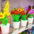 Hand Twisted Plush Stick Flower Pots Kids DIY Flower Handmade Twister Stick Root Flower. 