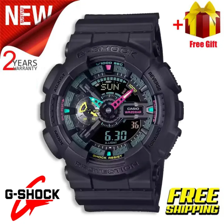 (Ready Stock) G-Shock GA110 Men Watch Sport Watch Dual Time Display Water Resistant Shockproof and Waterproof World Time LED Men's Boy Sports Wrist Watches GA-110MF-1A