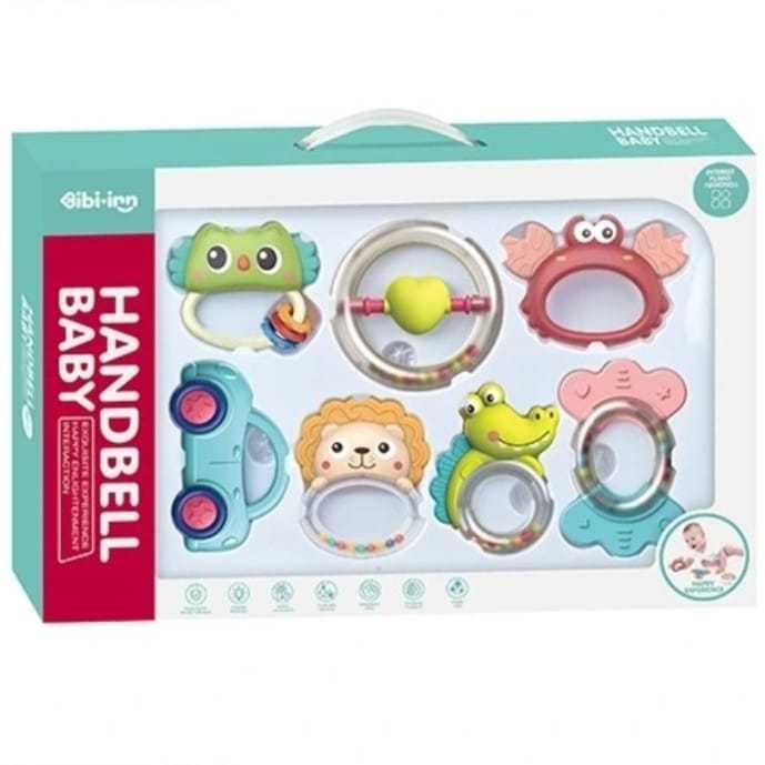 4/7 Pcs Rattle Baby Teething Toy Gift Pack - Handbell Baby Teether Set for 0m+ Infants Newborn Babies Toddlers Gift Set by ZinZen
