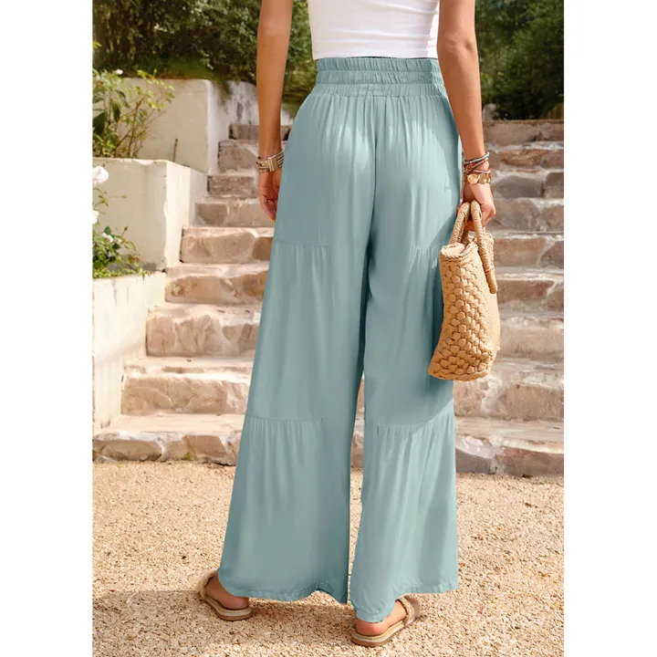 Yfashion%20Women%20Casual%20Wide-leg%20Pants%20High%20Waist%20Loose%20Straight%20Trousers%20Simple%20Elegant%20Solid%20Color%20Lace-up%20Pants%20-%20Image%204