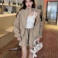 Spring and Summer New Fashion Casual Suit Women's Loose All-Matching Lightweight Sun Protection Sports Coat Shorts a Set of Women's. 