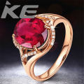 【IKE】 rose  color red crystal ruby gemstones diamonds rings for women jewelry bijoux bague wedding ring party accessory gifts. 