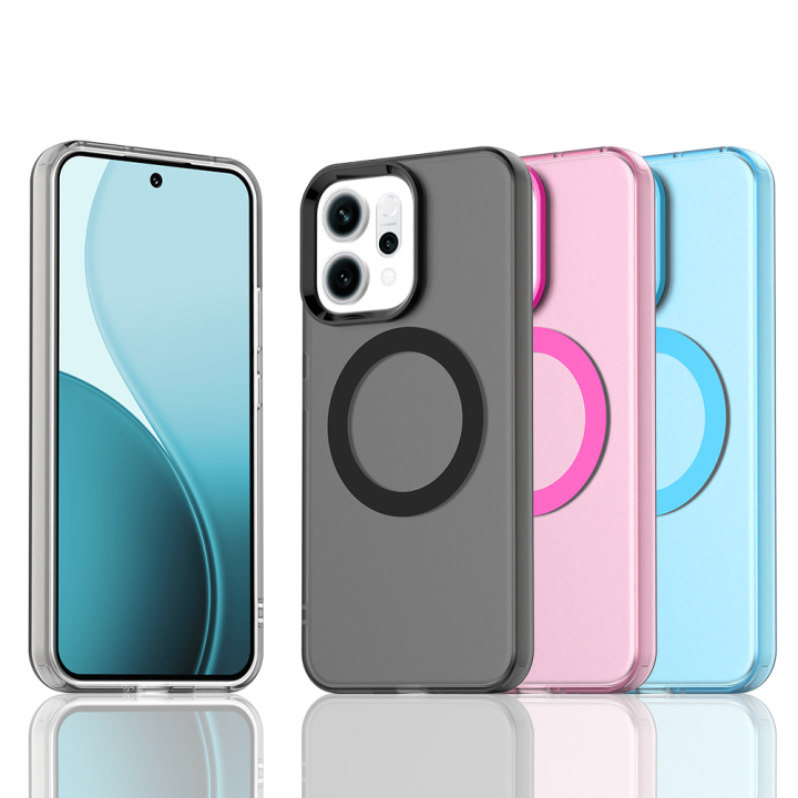 Magnetic Wireless Charging Case For OPPO Reno 14F Reno14 F 5G Cover Candy Colors Transparent Back Shell Fundas Coque