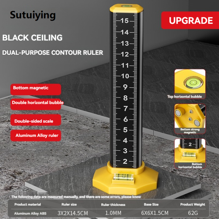 W-LOVNEST Equal Height Ruler – Leveling Tool For Ceilings, Walls, And Floor Tiles, Double-Sided Scale, Lightweight