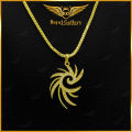 Gold Plated Box Chain & Lock Double Round Pendant With Free Gift Box. 