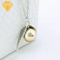 Harry Potter and The Deathly Hallows Gold Snitch Pendant Necklace Unisex Jewelry. 