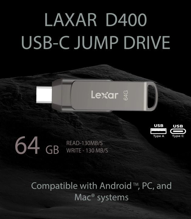 Lexar FLASH JumpDrive Dual Drive D400 USB 3.2 Gen 1 Type-C D400 JUMP ...