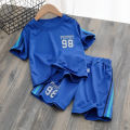 Yfashion 2pcs Boys Short Sleeves T-shirt Set Casual Quick-drying Tops Shorts Sportswear Training Suit For 4-10 Years Old Kids. 