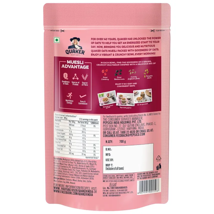 Quaker%20Oats%20Muesli%20700g,%20Berries%20&%20Seeds%20flavour,%20Breakfast%20Oats%20Cereal%20(FROM%20INDIA)%20SAB%20-%20Image%203