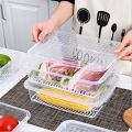 Fridge Storage Box Container With Lid Fresh Keeping Transparent Fruits Box Food Seal Container Organization With Removable Drain Plate. 