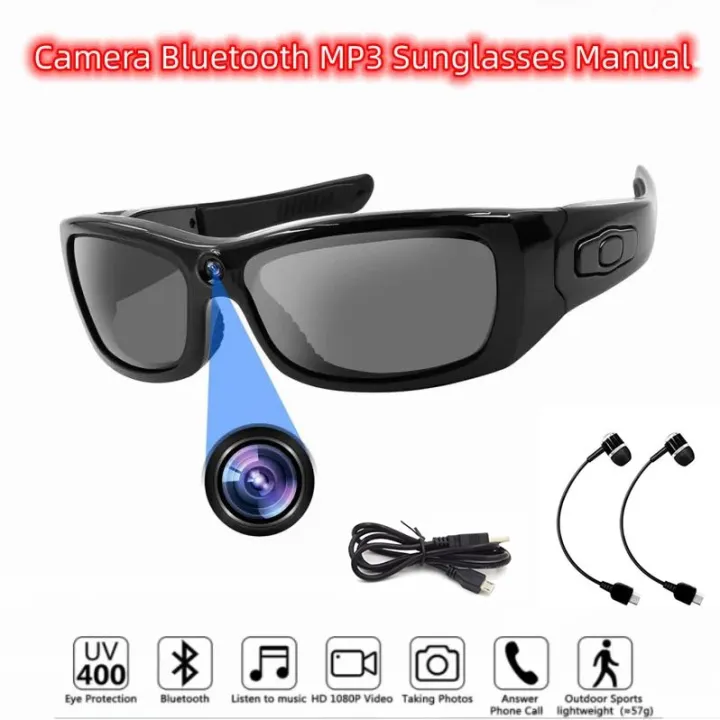 Invisible Camera 1080P HD Bluetooth Sports Smart Sun Glasses Video Recorder Long Lasting Micro Secret Action Camcorder Mp3 Espia Daraz.lk