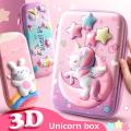 【HOT】 3D Pencil Case EVA Storage Box Lovely Pink Unicorn Cartoon Pen Bag For School Girl Kawaii Stationery Gift Pouch Eraser Holder IN. 